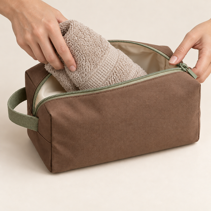 Post-Workout Clothing Pouch with Zip Closure — Cocoa Brown