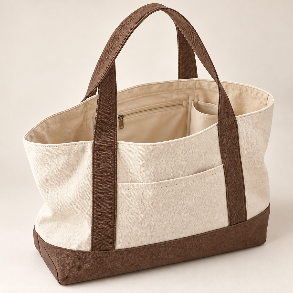 Workout Tote Bag with Front Pocket and Interior Bottle Sleeve