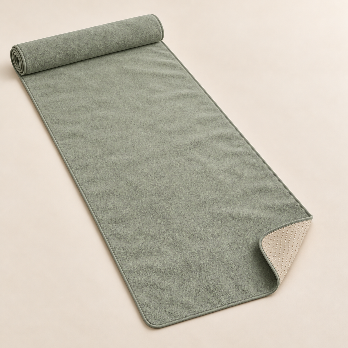 Yoga Mat Towel with Dotted Underside — Sage Green