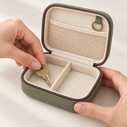 Two-Compartment Accessory Organizer with Mesh Lid Pocket