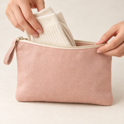 Zippered Sock Storage Pouch — Soft Blush