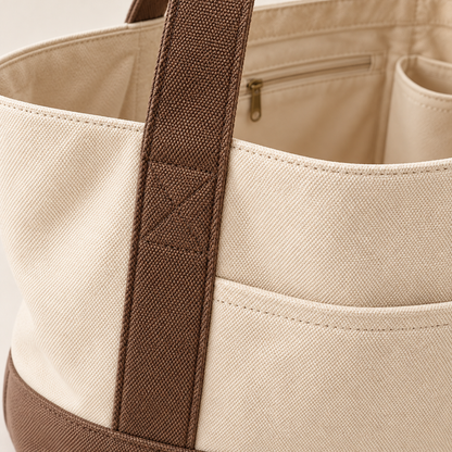 Workout Tote Bag with Front Pocket and Interior Bottle Sleeve