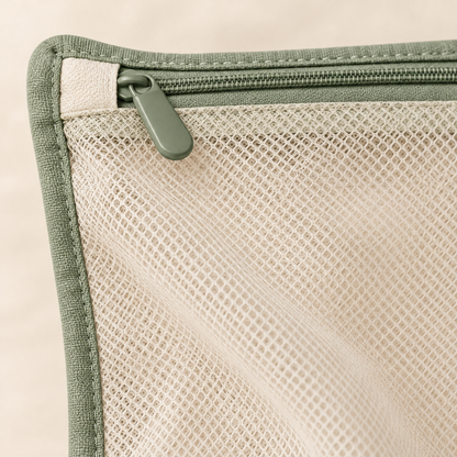Mesh Sock Laundry Bag with Zip Closure — Cream and Sage