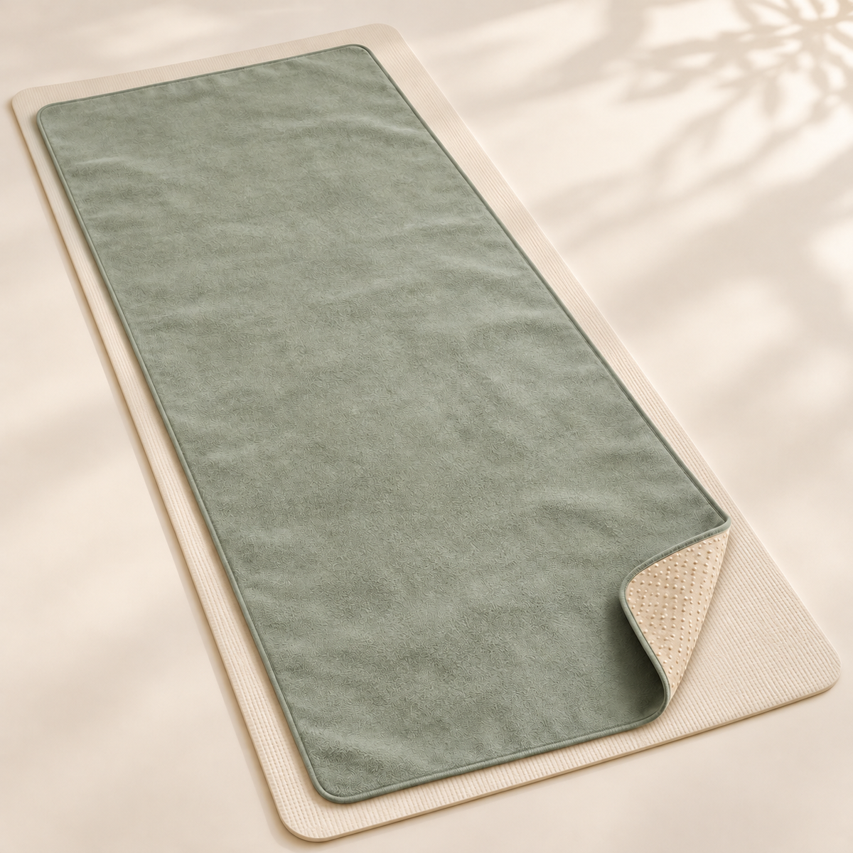 Yoga Mat Towel with Dotted Underside — Sage Green
