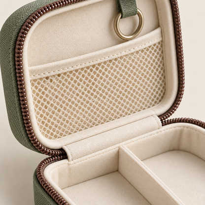 Two-Compartment Accessory Organizer with Mesh Lid Pocket