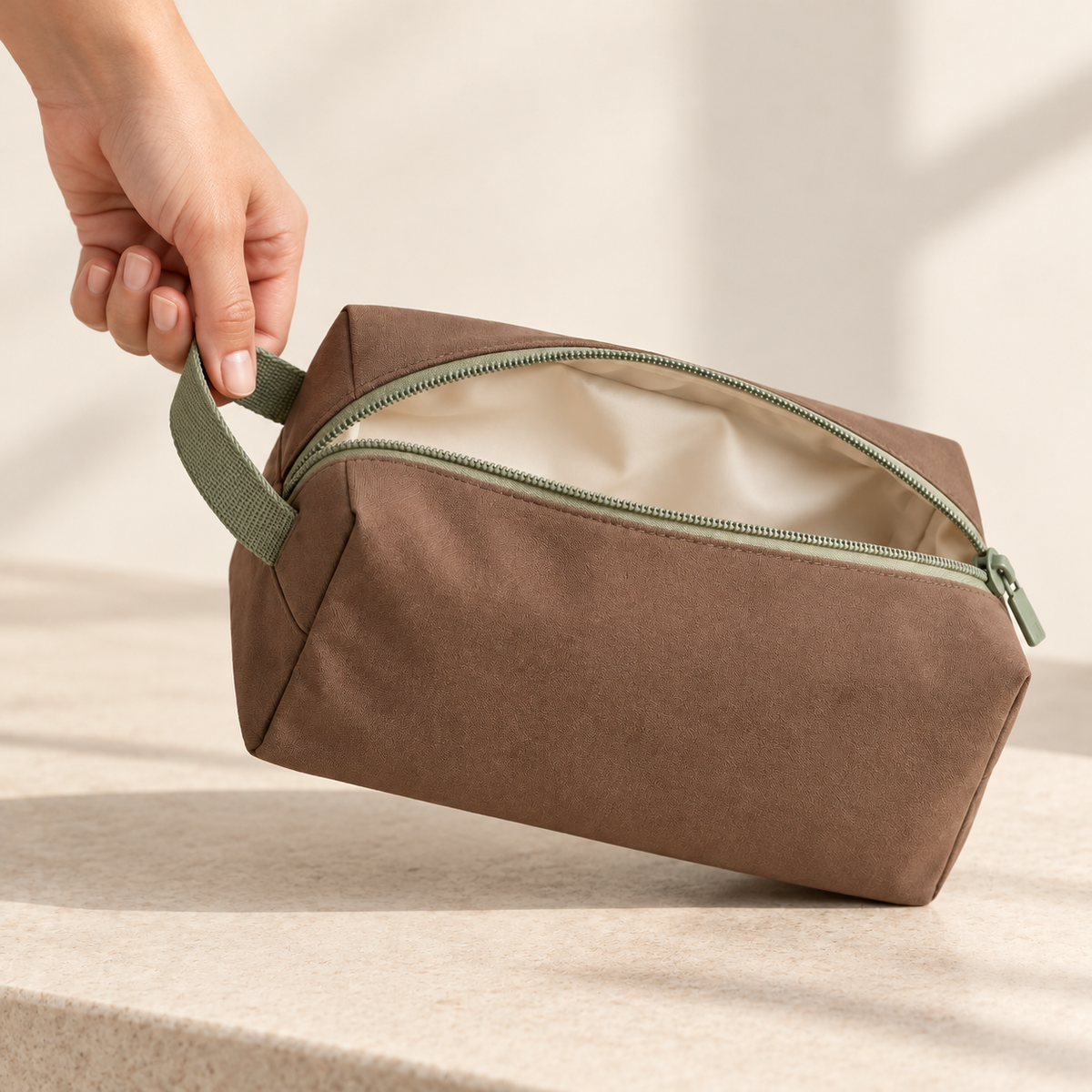 Post-Workout Clothing Pouch with Zip Closure — Cocoa Brown