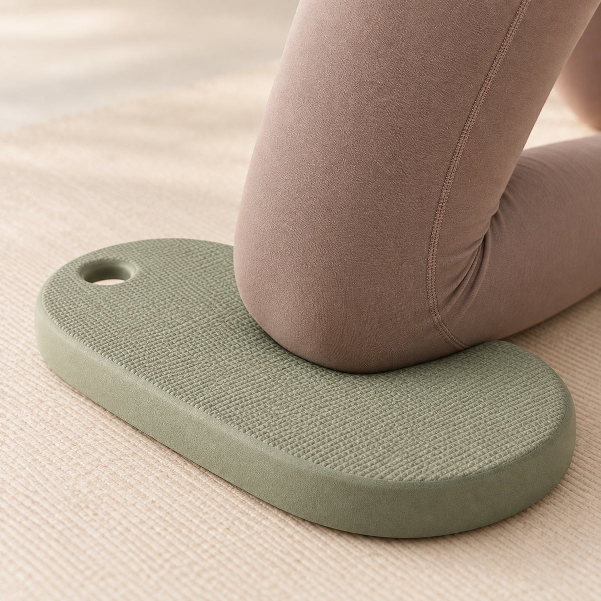 Oval Exercise Kneeling Pad with Hanging Hole — Sage Green