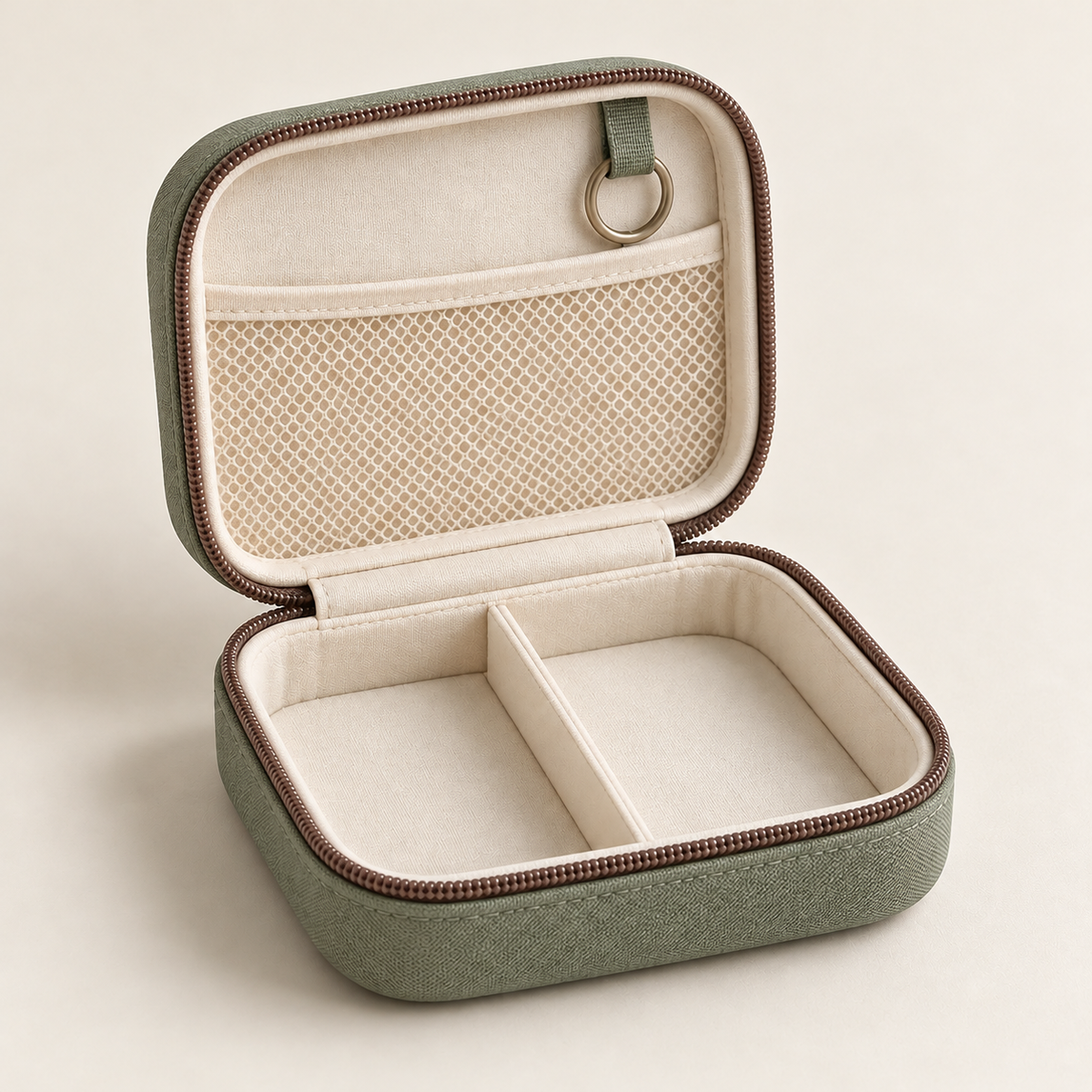 Two-Compartment Accessory Organizer with Mesh Lid Pocket