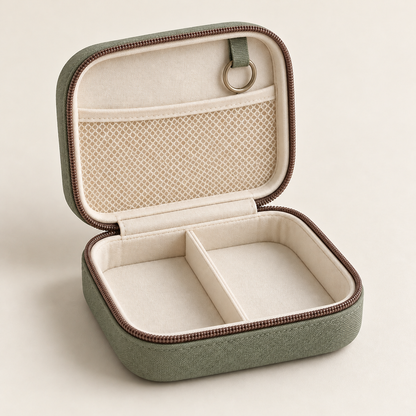 Two-Compartment Accessory Organizer with Mesh Lid Pocket