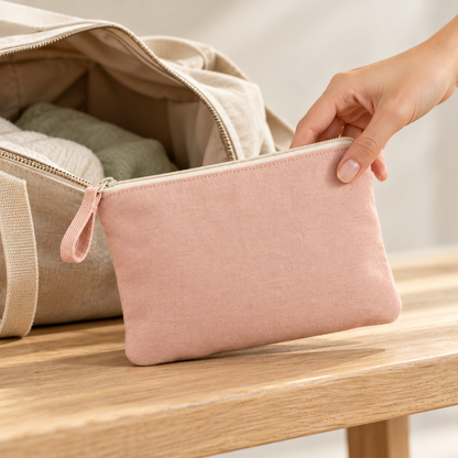Zippered Sock Storage Pouch — Soft Blush