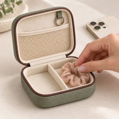 Two-Compartment Accessory Organizer with Mesh Lid Pocket