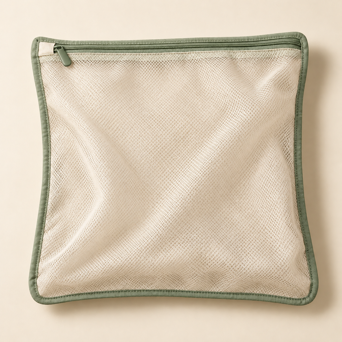Mesh Sock Laundry Bag with Zip Closure — Cream and Sage
