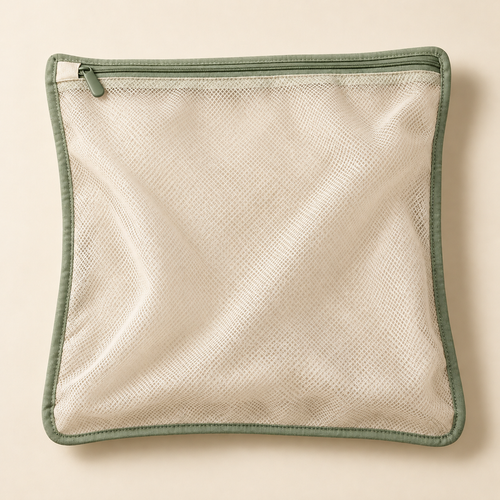 Mesh Sock Laundry Bag with Zip Closure — Cream and Sage